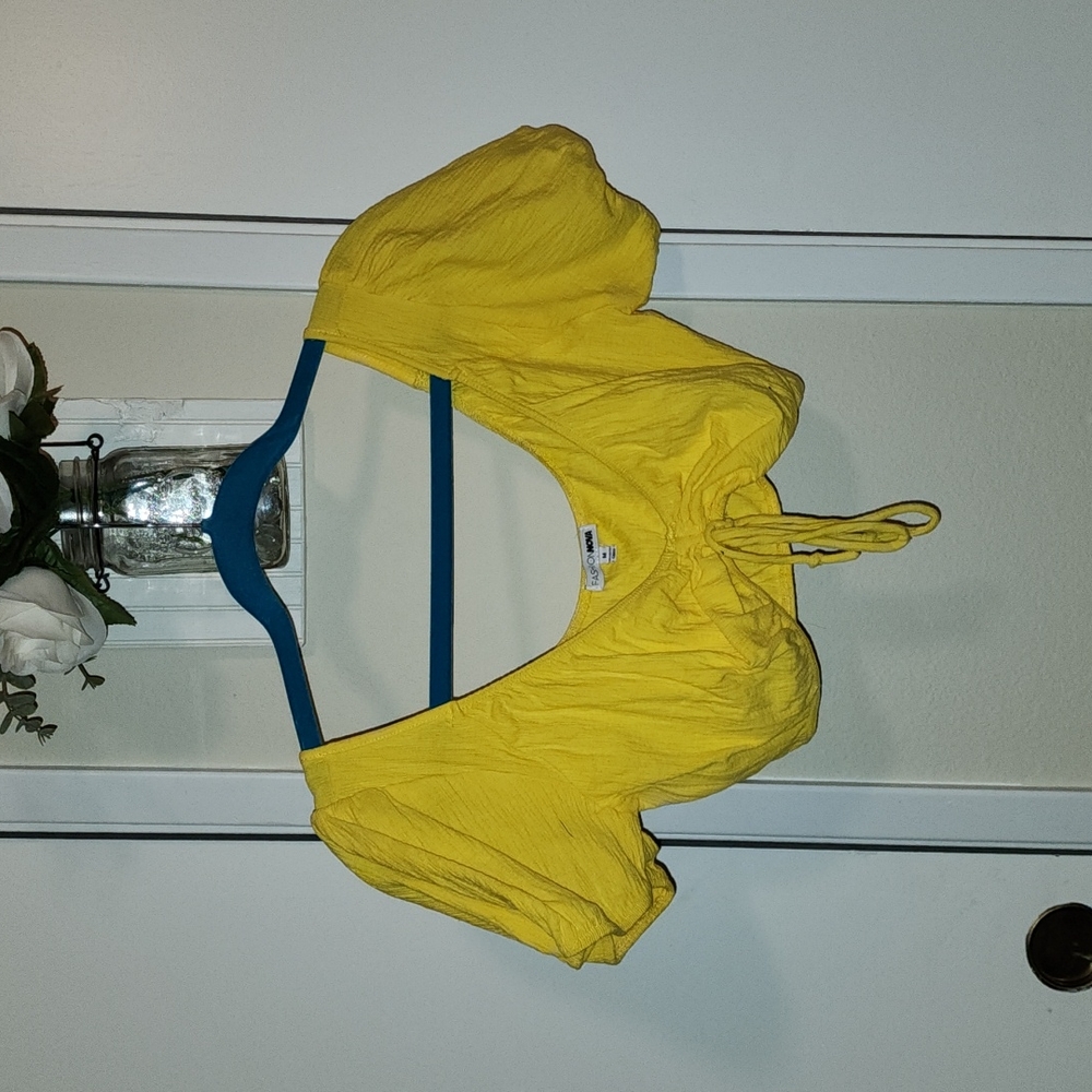 Yellow crop top with front ruched detail